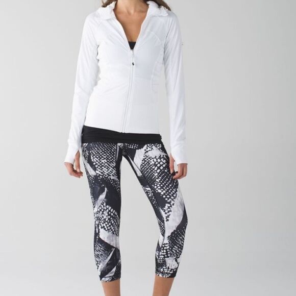 Lululemon Womens Wunder Under Crop Static Mist Leggings Gray White Black Size 4 - Picture 1 of 9